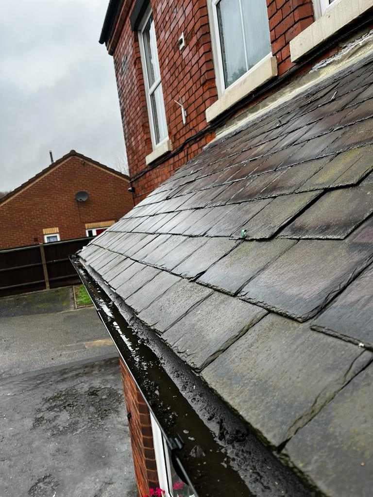A photo of a gutter that was cleaning using a gutter cleaning in nottingham service.
