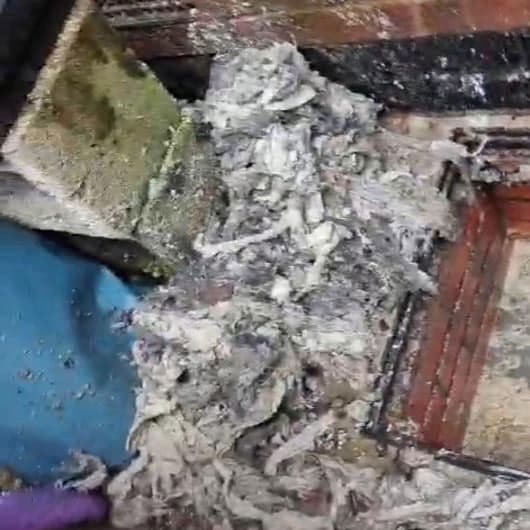 A photo of a pile of wet wipes that were flushed and removed by budget drains nottingham in a emergency drain unblocking call.